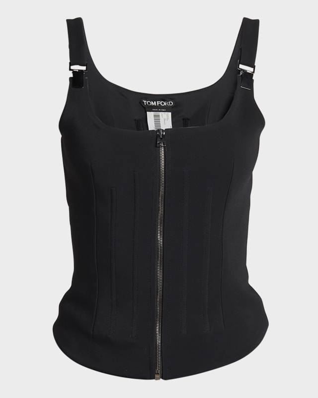 Double Cady Stretch Zipped Corset Top